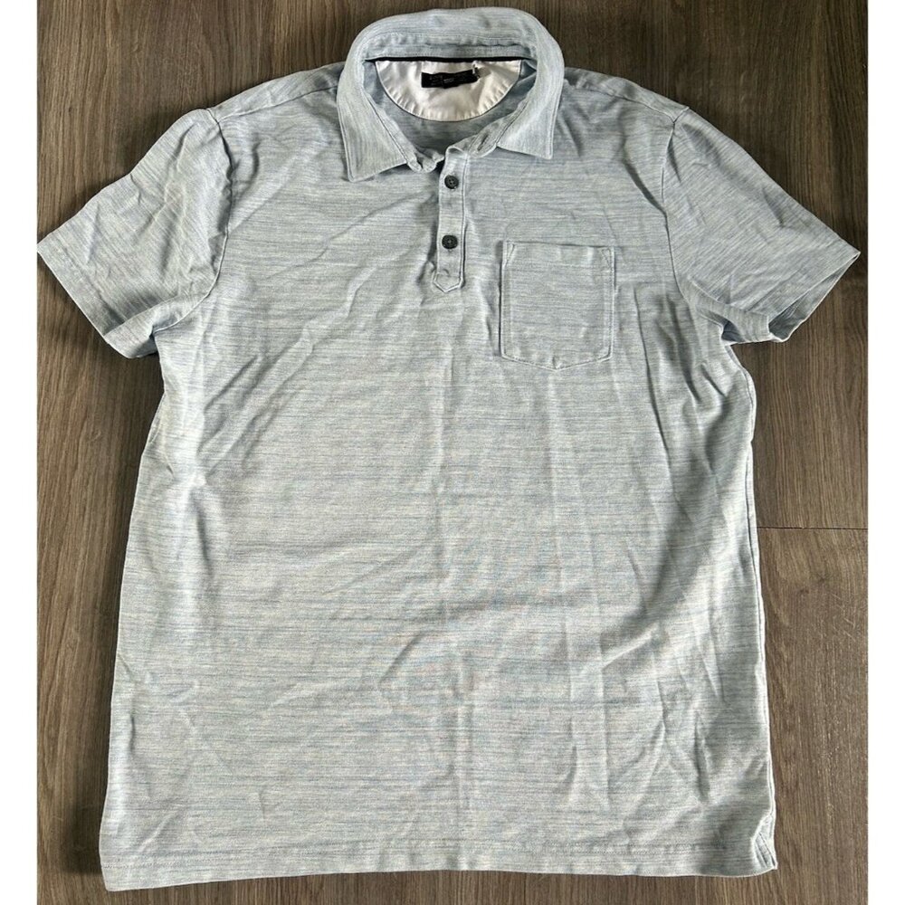 Banana Republic Shirt Mens L Blue/Gray Half Button Up Short Sleeve Pocket Cotton